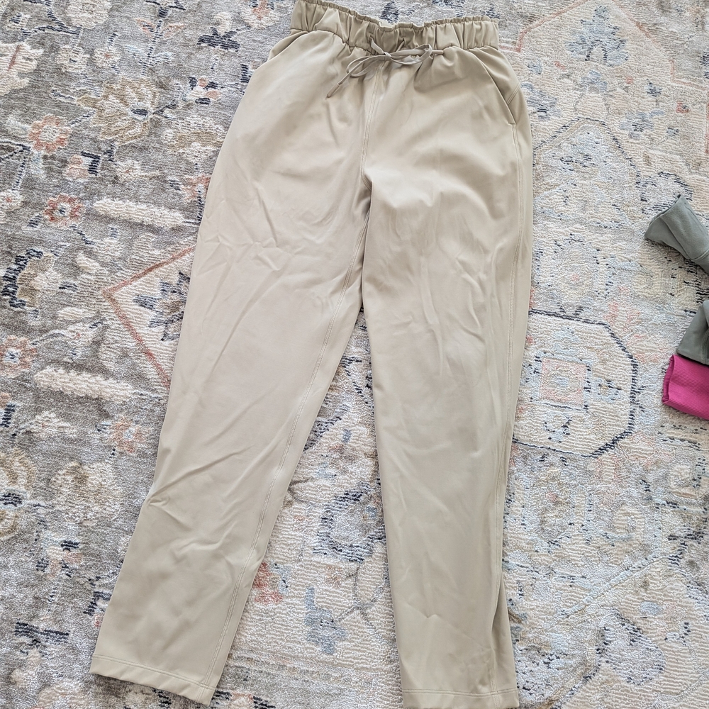 Beige High-Waisted Trousers